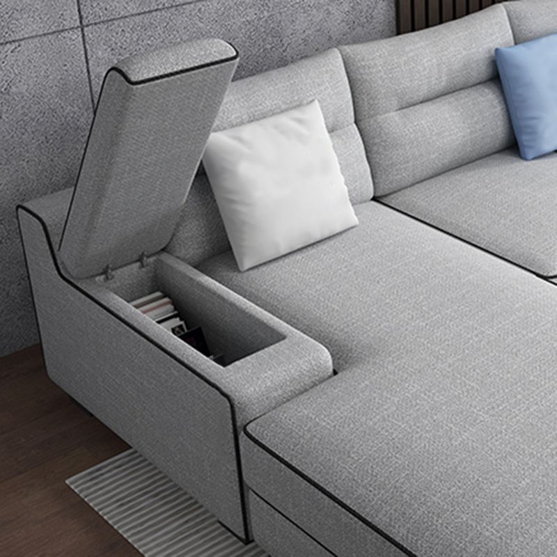 Pillow Top Arm L-Shape Pillowed Back Cushions Sectional Sofa with Chaise for Four People