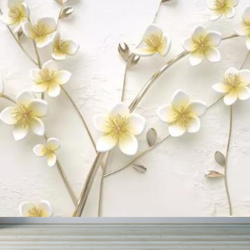 Soft Color Blossom Mural Wallpaper Flower Modern Washable Wall Covering for Kitchen
