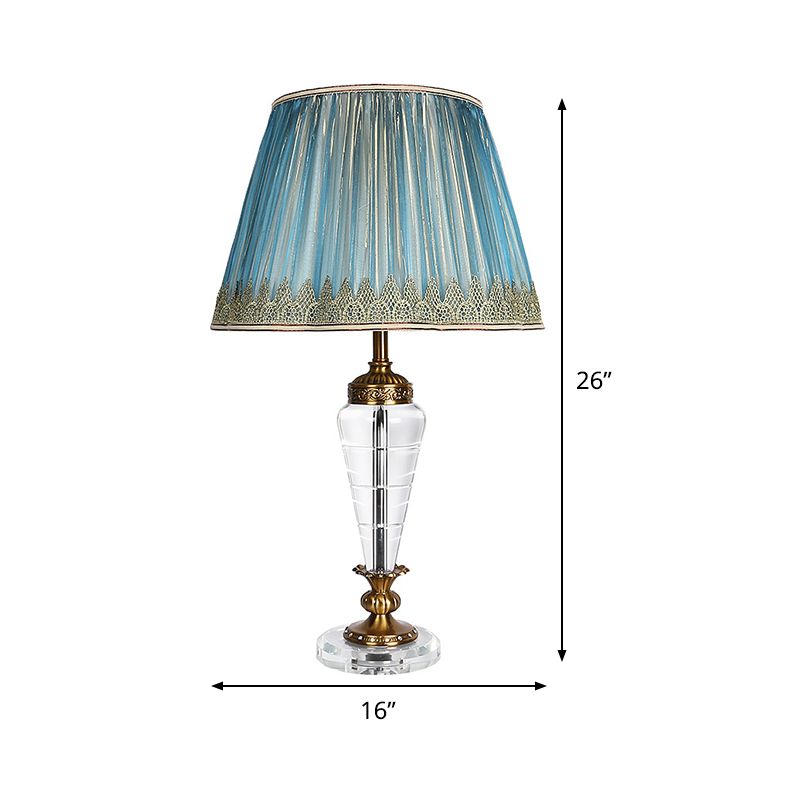 1 tête de lecture conique légère moderniste lampe de nuit en cristal clair en bleu pour chambre à coucher