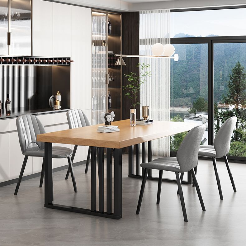 Industrial Rectangle Sled Base Furniture Solid Wood Dining Table for Home