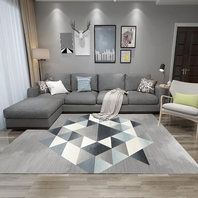 Nordic Hotel Area Rug Multi Colored Geometric Indoor Rug Synthetics Anti-Slip Stain Resistant Washable Rug