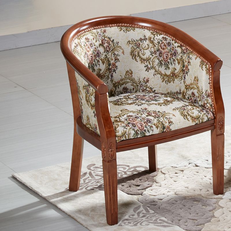 Fabric Arm Chairs Traditional Kitchen Dining Chair with Wood Legs