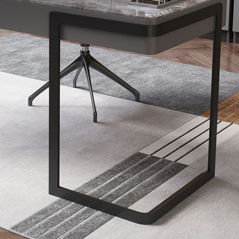 Contemporary Marble Desk for Office 30"H Rectangular Desk in Gray