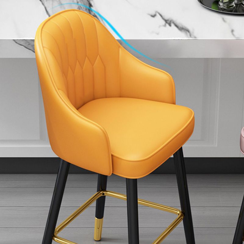 Glam Metal Stool PU Leather Barstools in Matte Finish for Indoor