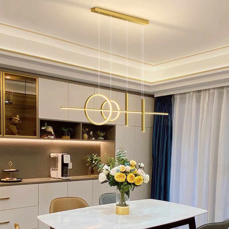 Unique Shape Hanging Lamp Metal Island Chandelier Lights for Dining Room