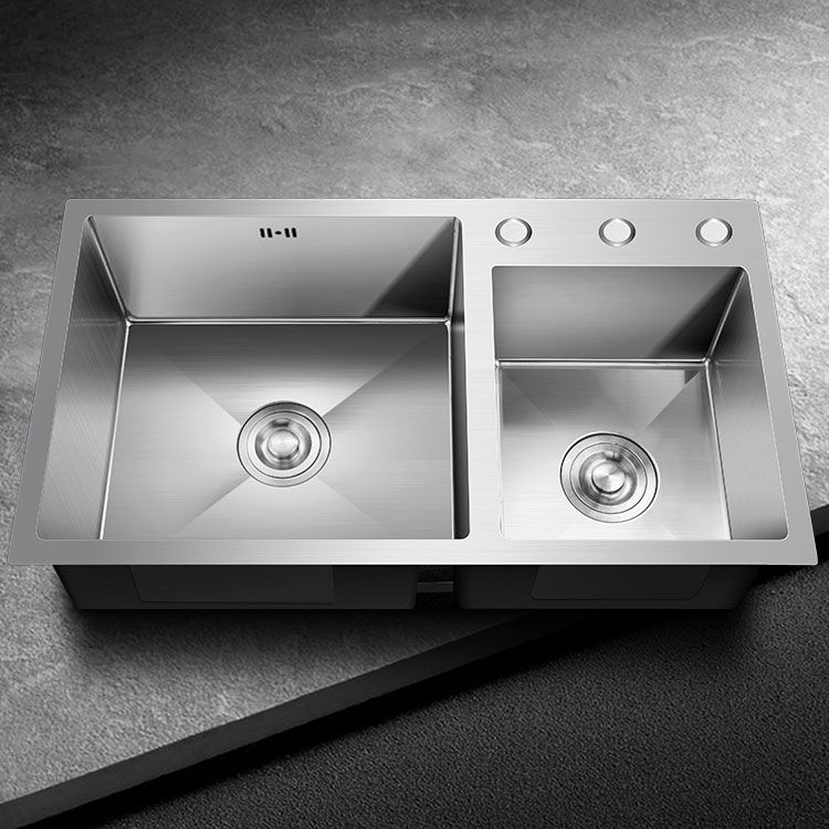 3 Holes Kitchen Sink Rectangle Stainless Steel Sink With Strainer