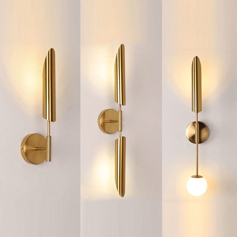Mid-Century Wall Mounted Light Fixture Metal Sconce Lights in Gold Finish