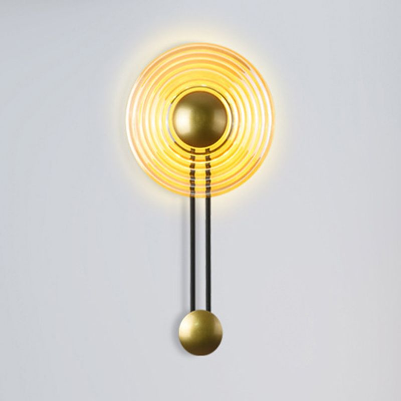 1 Light Round Wall Lighting Fixtures Modern Style Glass Wall Mounted Lamps
