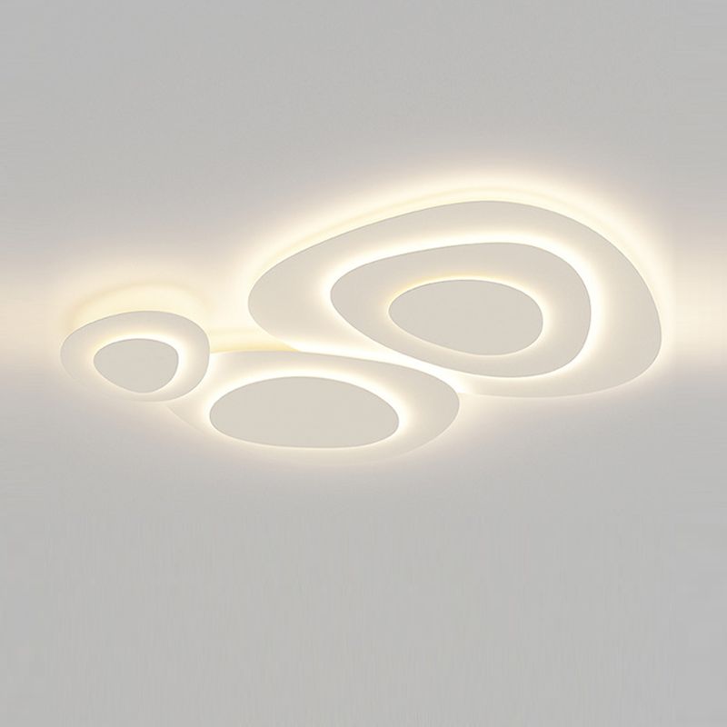 Nordic White Flush Mount Multi-Layer LED Ceiling Light Fixture for Living Room