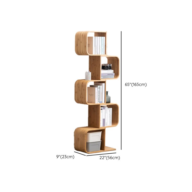 Modern Bamboo Bookcase Natural Open Back Standard Bookshelf with Shelves