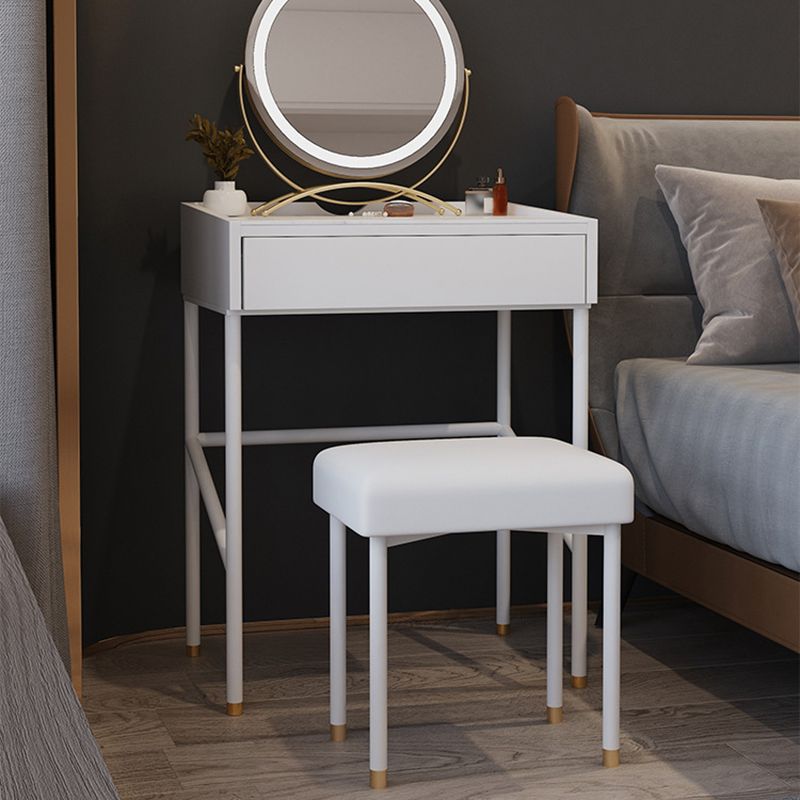 Modern White Vanity Solid Wood Makeup Dressing Table Stool Set