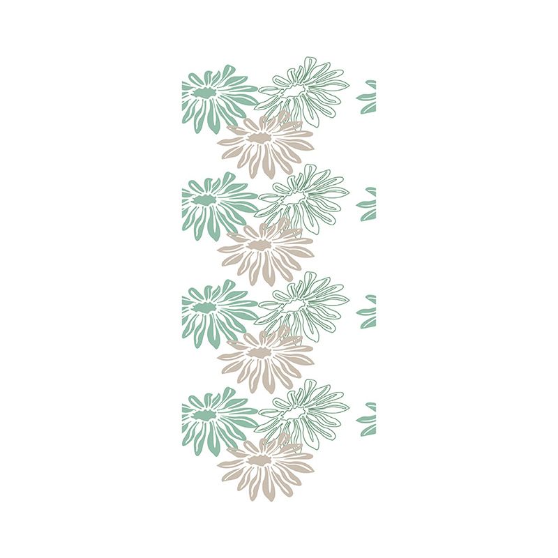 Rustic Daisy Flower Wallpaper Panels PVC Easy Peel off Green Wall Covering for Home