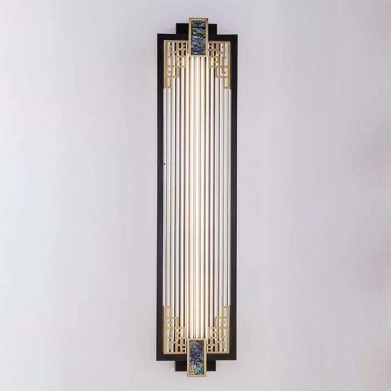 Modern Metal Wall Sconce Rectangle Shape Sconce Lights with Glass Shade for Living Room