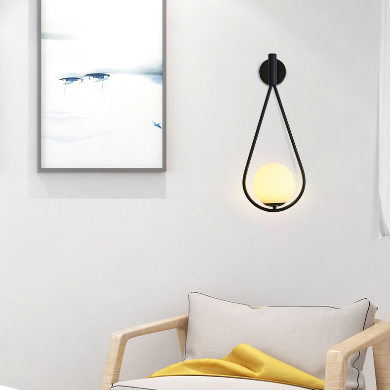 Glass Sphere Wall Sconce Modern Minimalism 1 Light Living Room Suspender Wall Lighting