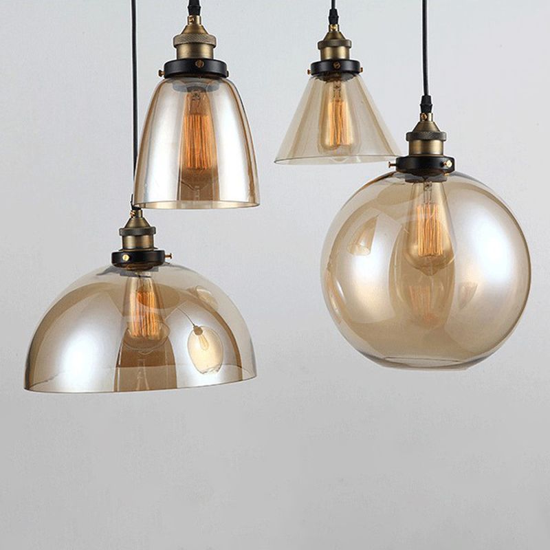 Luci a sospensione sospesa Vintage Style Industrial Style1 Pendanti leggeri con tonalità di vetro per camera da letto