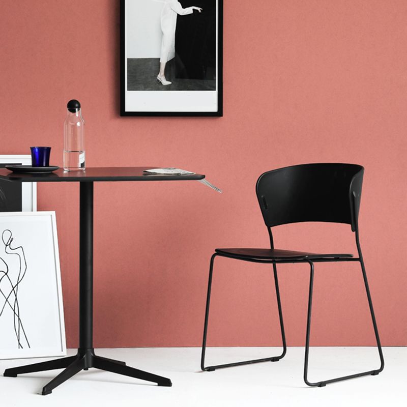Chaise de salle à manger en métal de style contemporain Chaise de salle à manger sans accoudoirs (Ensemble de 2)