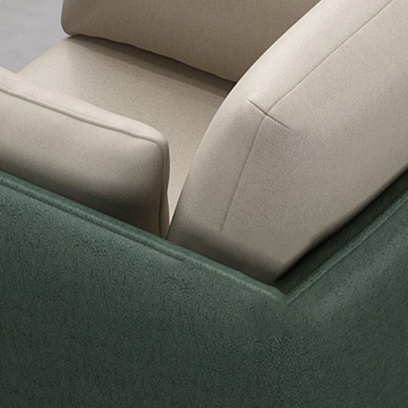 Glam Cushions Pillow Top Arm Faux Leather Stationary Sofa for Living Room