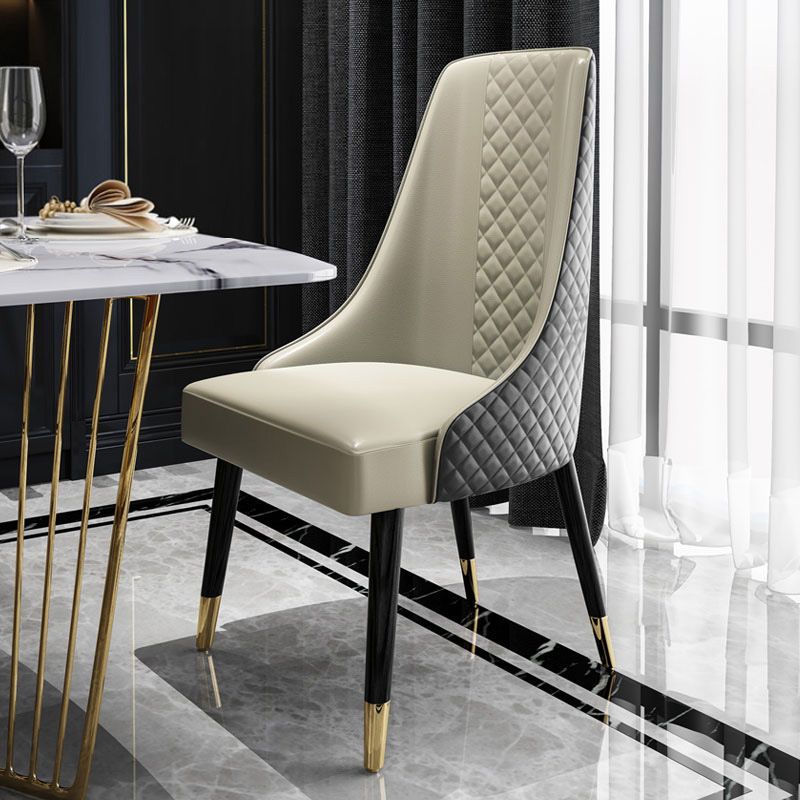 Silla de comedor de estilo moderno, silla auxiliar de madera sin brazos para cocina (juego de 2)