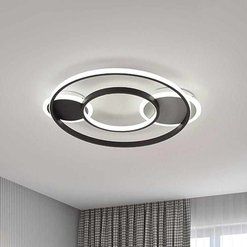 Round Acrylic Flush Ceiling Light Nordic LED Black Flushmount Lighting in Warm/White Light
