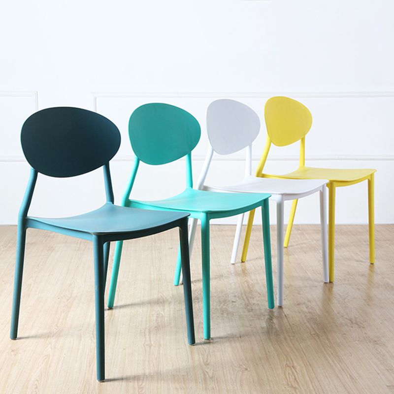 Stackable Open Back Dining Chairs Scandinavian Plastic Armless Side Chair
