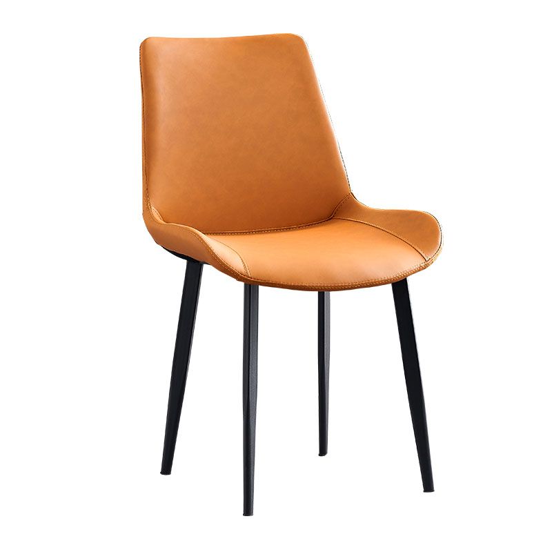 Silla lateral de comedor con respaldo sólido y brazo industrial Silla lateral de piel sintética