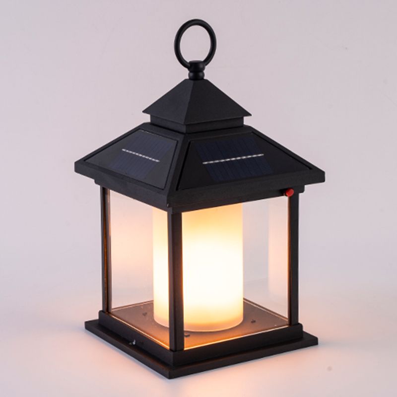 LED Black Solar Pillar Lamp Waterproof Outdoor Light for Garden