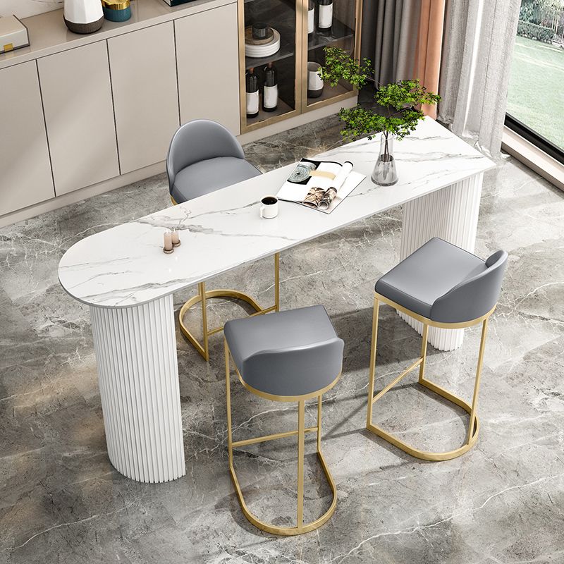 Low Back Upholstered Dining Stool Bucket Bar Stool with Metal Base