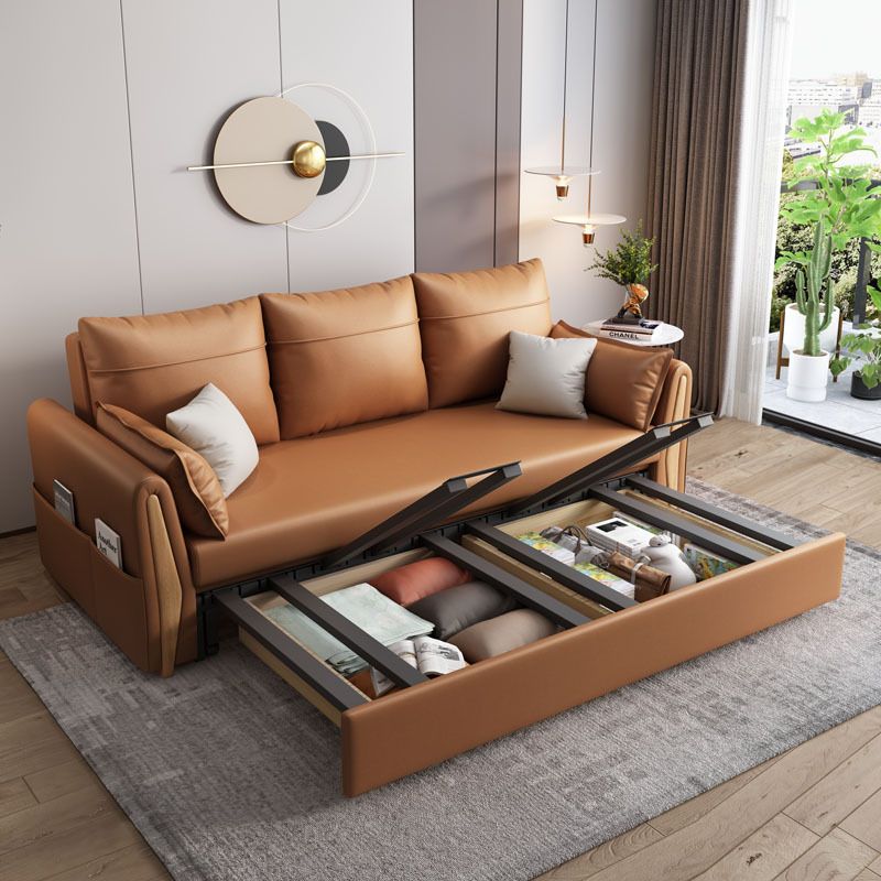 Faux leather Sleeper Sofa 30.70" Wide Scandinavian Sofa Bed with Detachable Mattress
