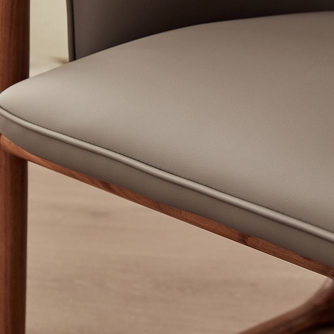 Modern Style Dining Chair Leather Wooden Base Arm Chair for Home Use