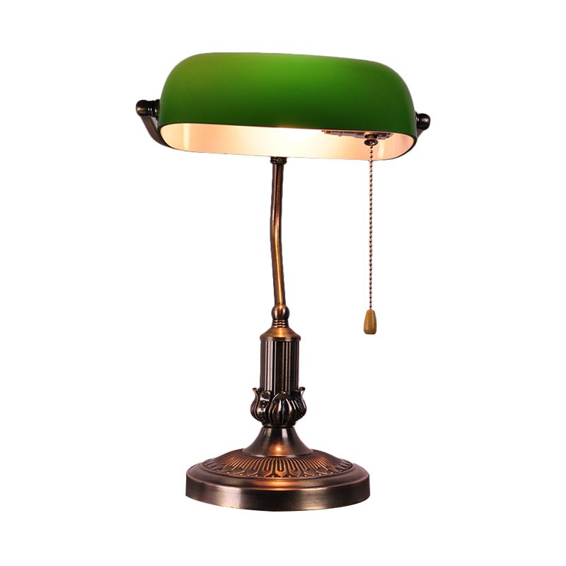1 hoofd groen glas nachtlamp vintage verouderde messing buigtafel licht met trekketting