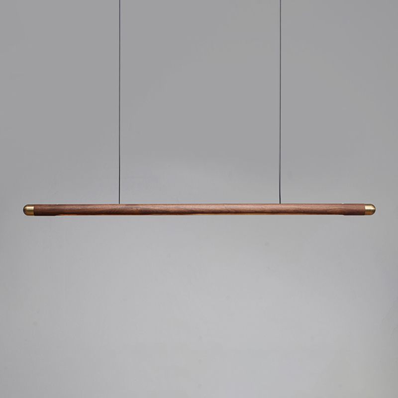 Modern Style Linear Hanging Pendant Light Wood 1-Light Island Light Fixture