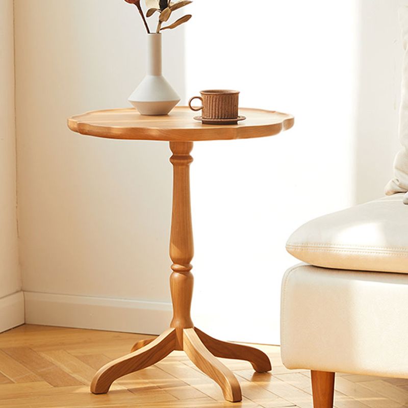 Modern Accent Side Table Naturally Shaped Natural Solid Wood 4 Legs Living Room