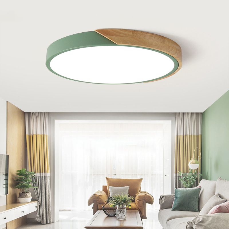 Round Shape Ceiling Lamp Modern Macaroon Iron 1 Light Flush Mount for Living Room Aisle
