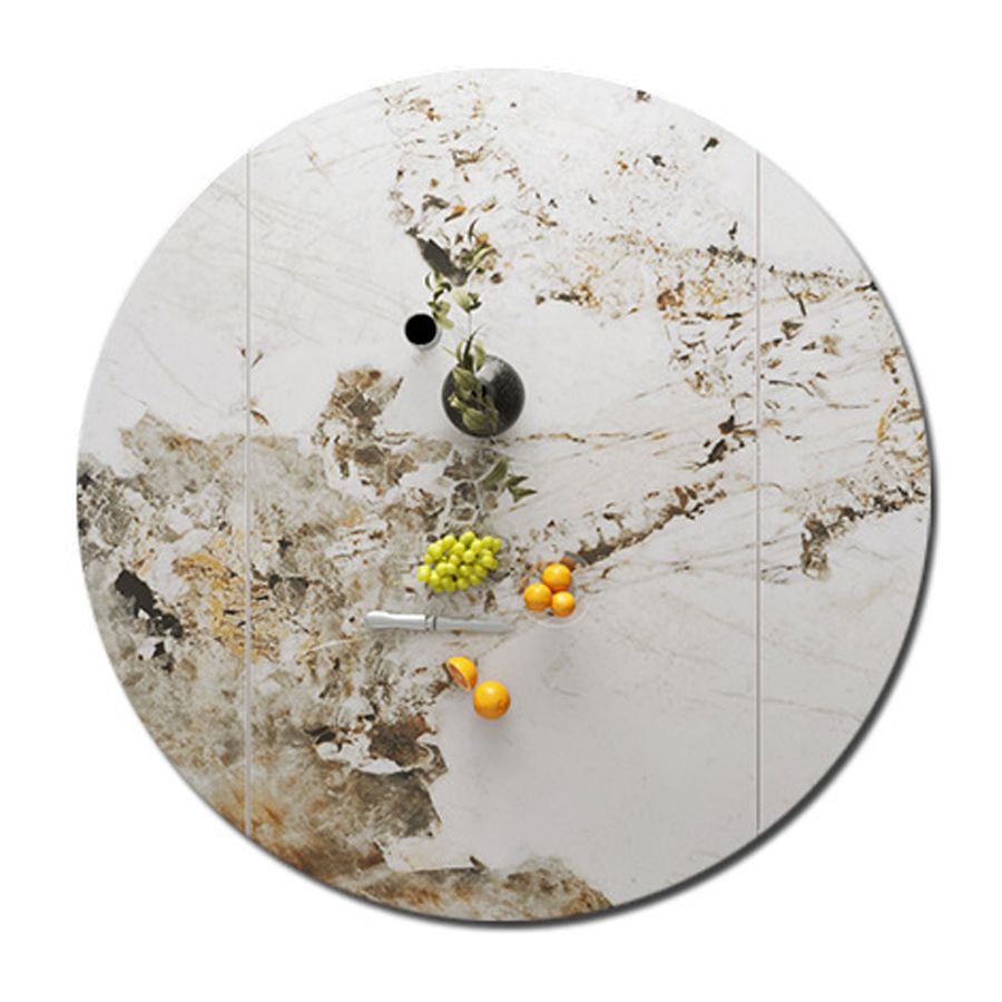 Traditional Luxury Dining Table Round Sintered Stone Pedestal Table with Metal Base