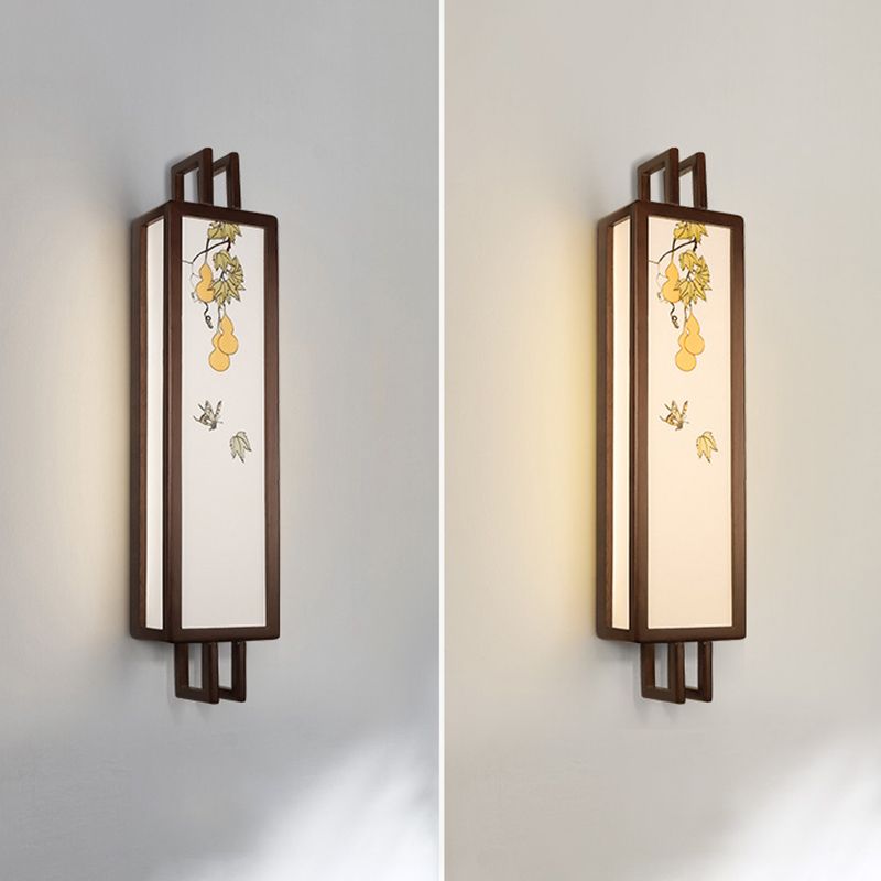 New Chinese Style Wooden Wall Light Cuboid LED Wall Lamp with Acrylic Shade for Bedroom