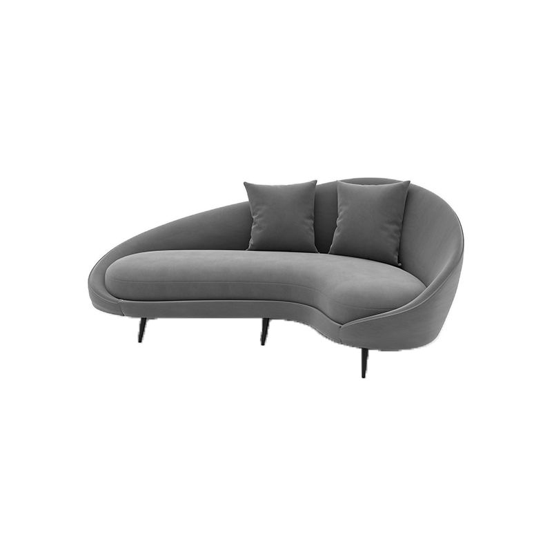 Sloped Arm Sofa Velvet Curved Sofa for Living Room, Apartment