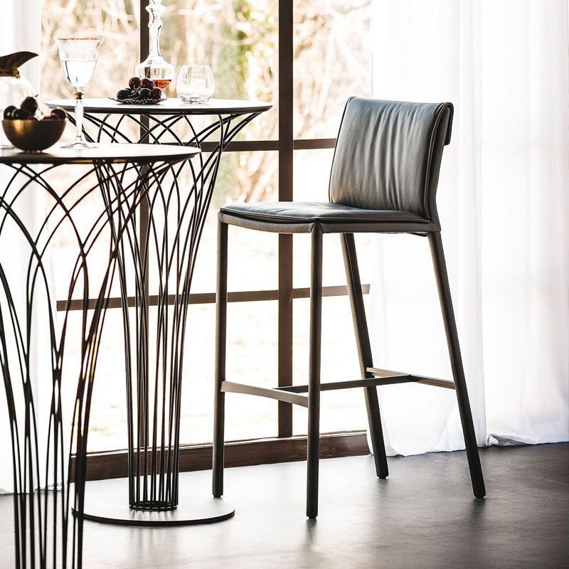 Modern Bar Stool Leather Backrest Counter Stool for Dining Room