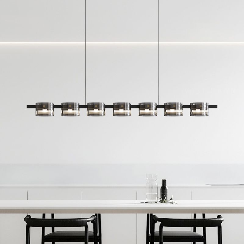 Hanging Lamp Modern Island Chandelier Lights in Black Finish for Dining Room