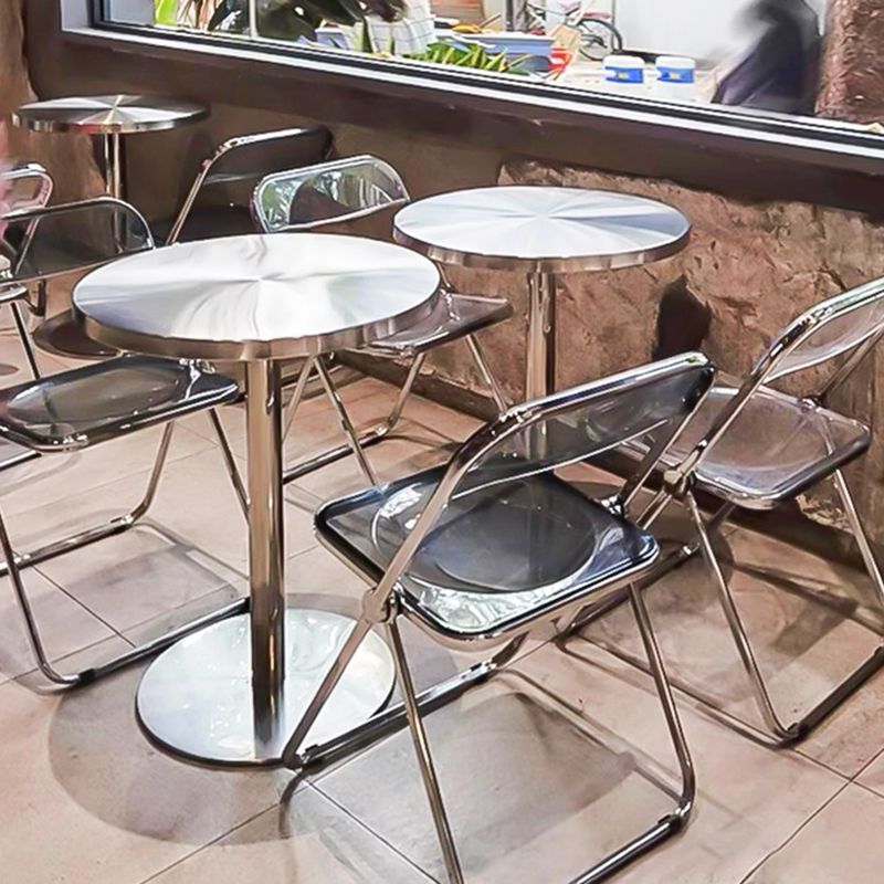 Muebles de estilo industrial Mesa de comedor de acero inoxidable con base de pedestal