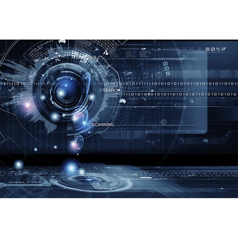 Cool Circuit Board Mural Wallpaper for Meeting Room, Dark Blue, Personalized Size Available