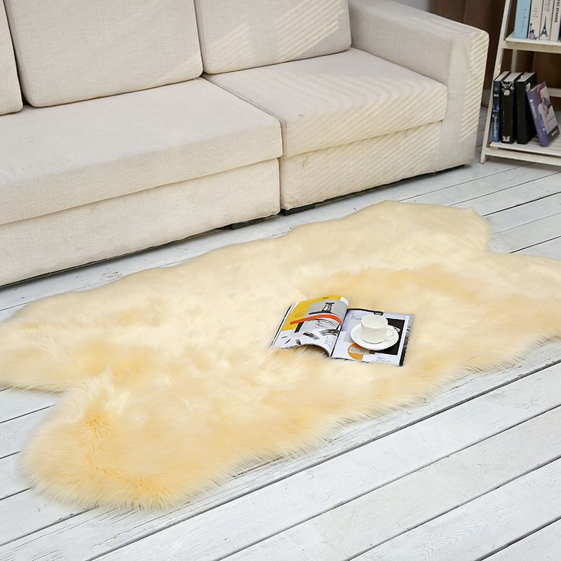 Shaggy Plain Rug Multi-Color Scandinavian Carpet Faux Fur Machine Washable Non-Slip Backing Pet Friendly Rug for Home