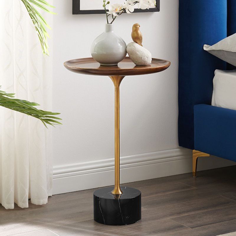 23.6"/27.5" Tall Marble Pedestal Side Table Wood Round Side End Table