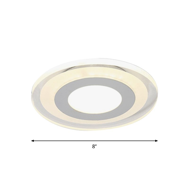 Ultrathin Hallway LED Ceiling Lamp Simplicity White Small Flush Mount Light with Floral/Square/Triangle Acrylic Shade