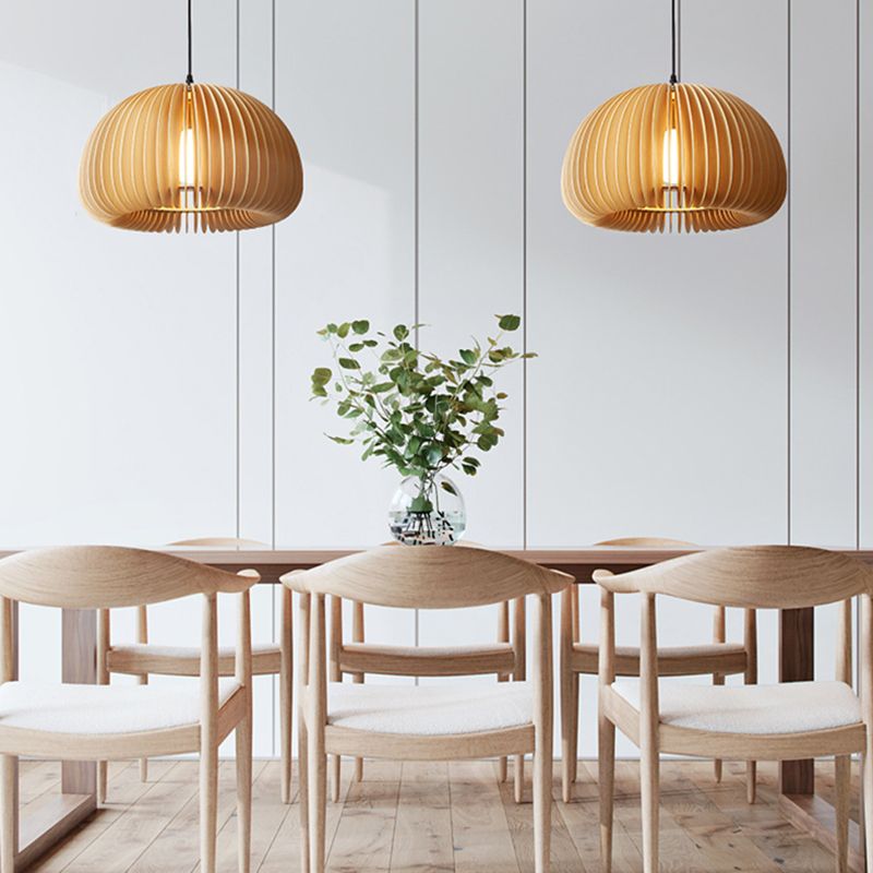 Lumo a sospensione a sospensione a 1 luci a forma moderna a forma di cupola lampada sospesa in legno