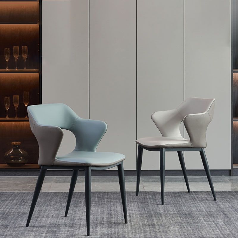 Industrial Faux Leather Side Chair Arm Open Back Side Chairs