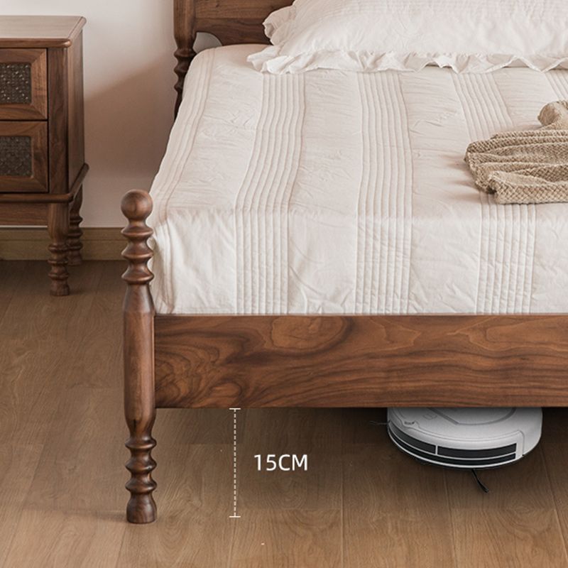 Solid Wood Headboard Poster Bed Walnut Bed Frame with Custom Legs