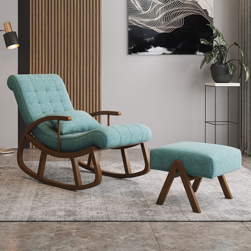 Mid-Century Modern Rocking Chair Cotton Upholstered Tufted Baby Rocking Chair
