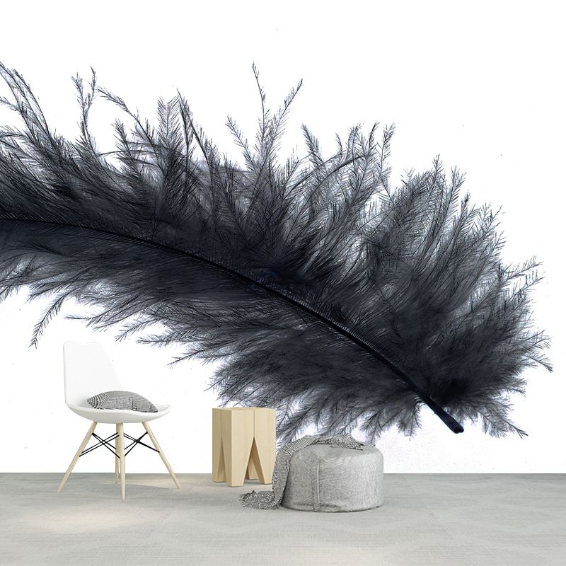 Fluffy Feathers Wall Mural for Dining Room, Personalized Size Available