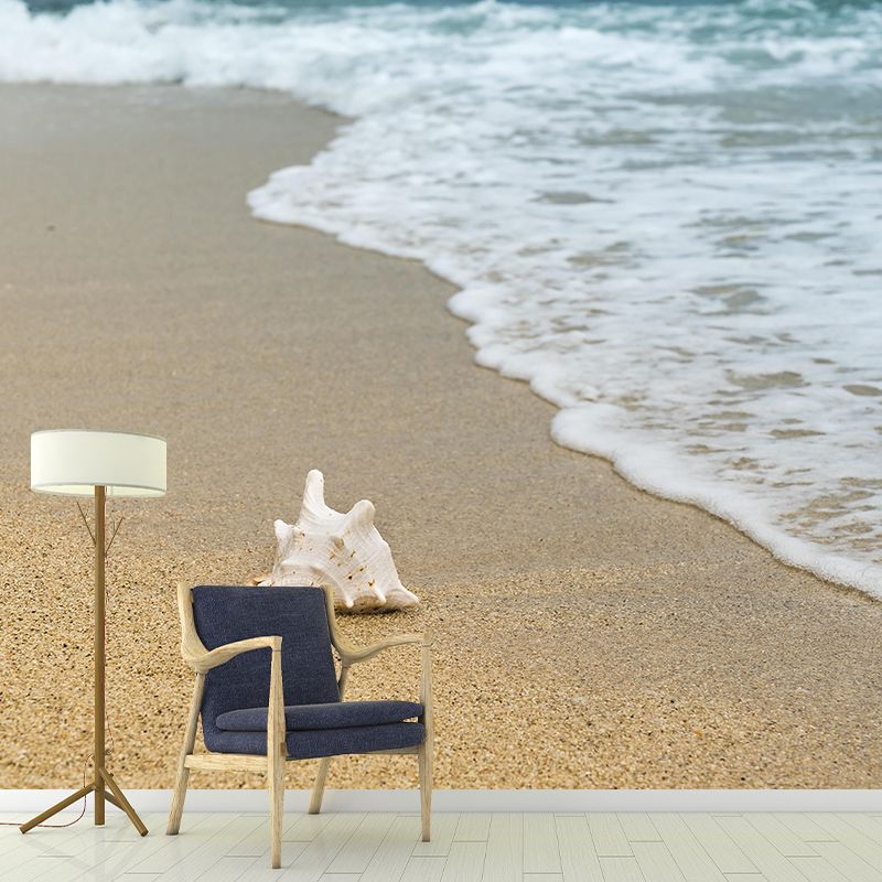 Customized Beach Mural Wallpaper Mildew Resistant for Living Room Decor