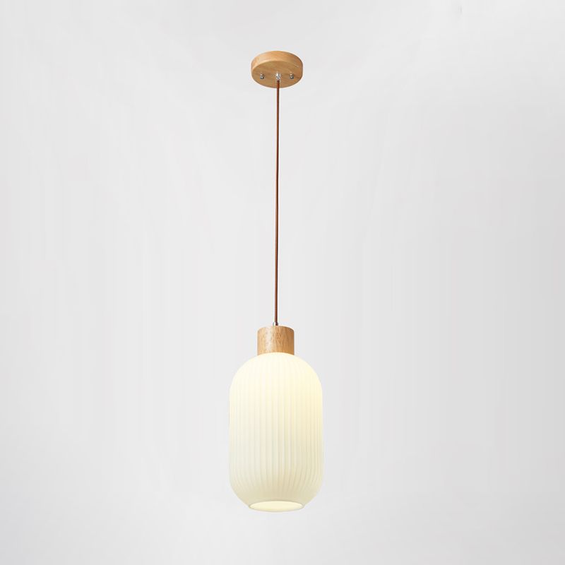 Lumières suspendues en verre Style moderne 1 Light suspendu montage de montage avec bois pour salle à manger